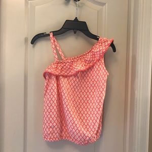 Gymboree Girls Size 8 Dk Peach White Summer Top